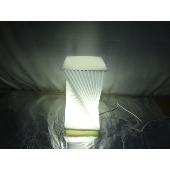 Modern Twisted White LED Table Lamp With Pleated Design 3D printed in USA - Picture 10 of 13